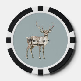 Fichas De Póquer Navidades Rustic Deer Pine Green Personalizado