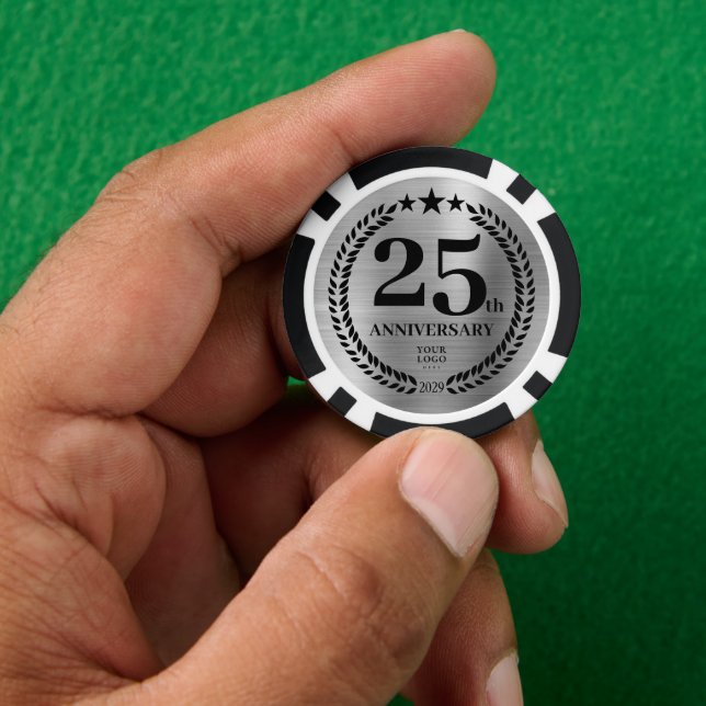 Fichas De Póquer Negocio de Plata 25 Aniversario (Mano)