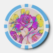 Neon Bright Hot Pink Yellow abstract Rosa