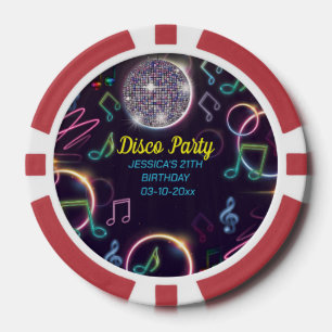 Fichas De Póquer Neon Glow Disco Dance Birday Party