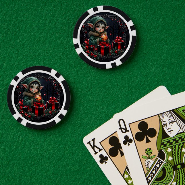 Fichas De Póquer Niño mayor de edad con abrigo verde (Mesa de Poker (Doble))
