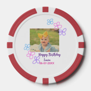Fichas De Póquer Niños bebé primer cumpleaños añadir fecha añadir f