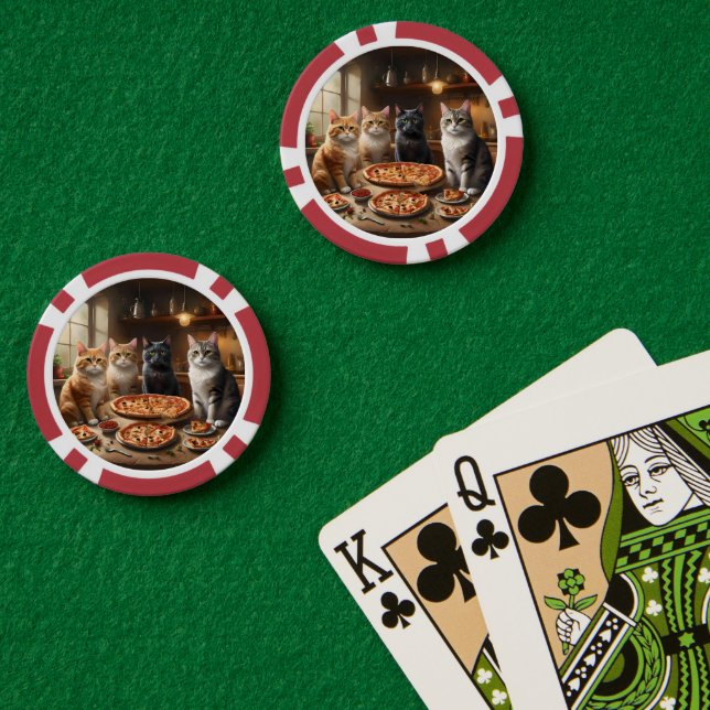 Fichas De Póquer Noche de pizza de gato, (Mesa de Poker (Doble))