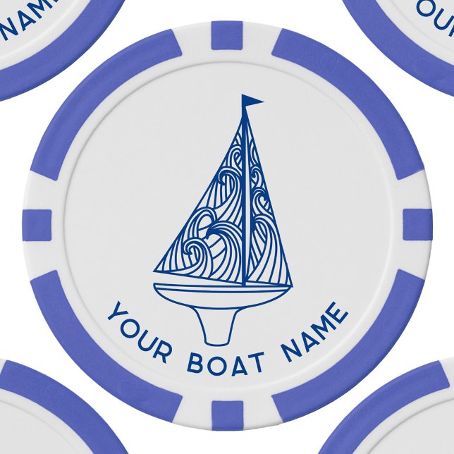 Fichas De Póquer Nombre del velero (Boat name personalized sailing boat poker chips)