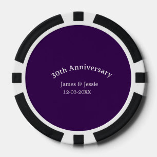 Fichas De Póquer nombre fecha aniversario de bodas 30 años simple p