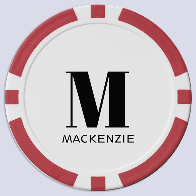 Fichas De Póquer Nombre inicial del monograma (Monogram initial name personalized minimalist poker chip)