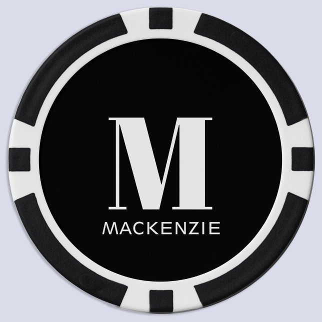 Fichas De Póquer Nombre inicial del monograma (Monogram initial name personalized minimalist poker chip)