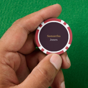Fichas De Póquer Nombre personalizado minimalista moderno burdeos