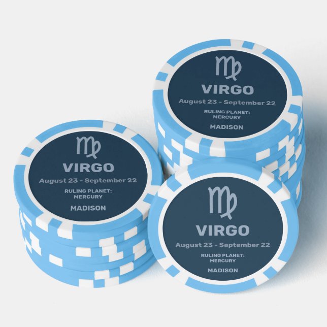 Fichas De Póquer Nombre personalizado / Texto Rótulo zodiaco Virgo (Pila)