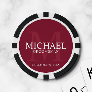 Fichas De Póquer Nombre y monograma de Groomsmen personalizado de B