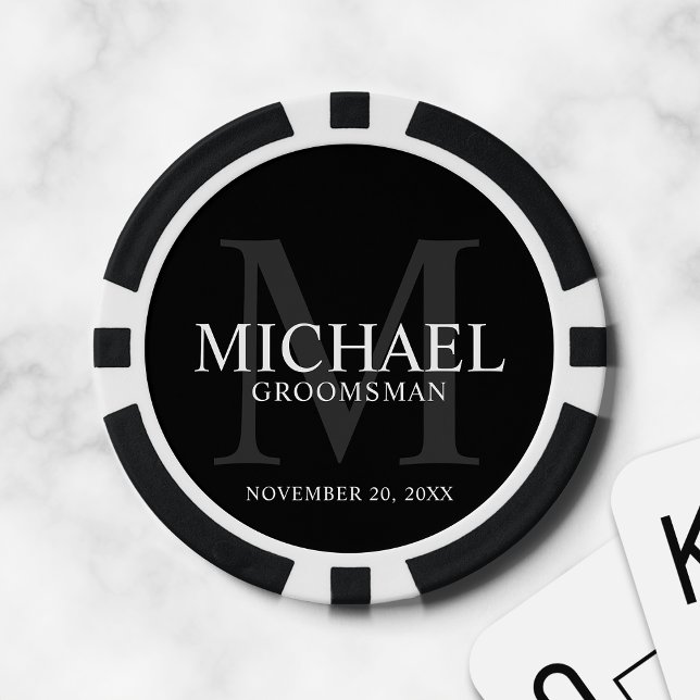 Fichas De Póquer Nombre y monograma de los groomsmen personalizados (Subido por el creador)