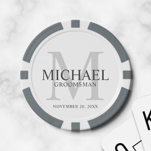 Fichas De Póquer Nombre y monograma de los Groomsmen personalizados