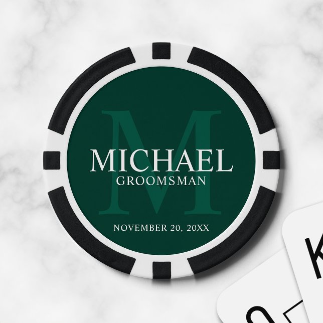 Fichas De Póquer Nombre y monograma de los Groomsmen personalizados (Subido por el creador)