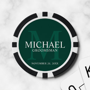 Fichas De Póquer Nombre y monograma de los Groomsmen personalizados