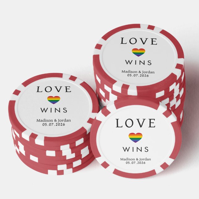 Fichas De Póquer Nombres personalizados / Texto Arcoíris LOVE (Pila)