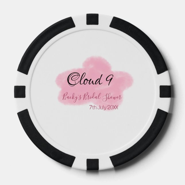 Fichas De Póquer Nubes nueve rosa pastel despedida de soltera nombr (Anverso)