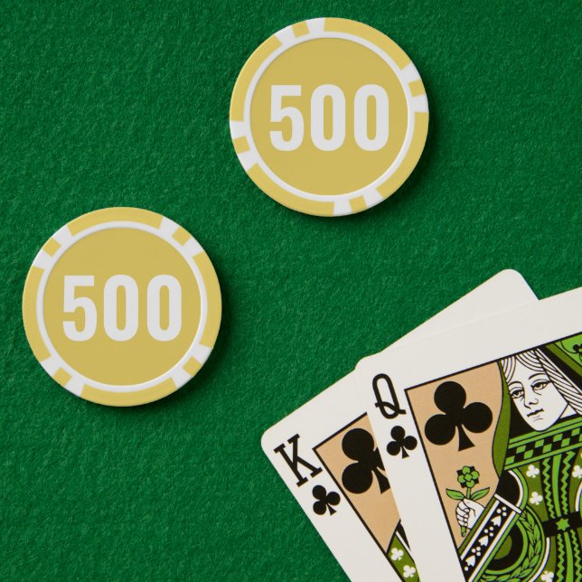 Fichas De Póquer Número blanco amarillo básico en negrita  (Mesa de Poker (Doble))