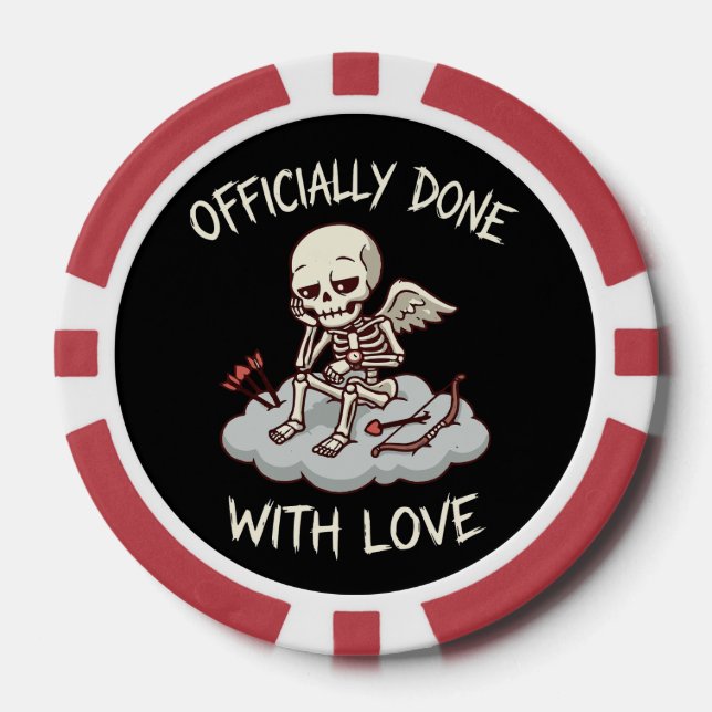Fichas De Póquer Officially Done With Love Skeleton Cupid Design (Anverso)