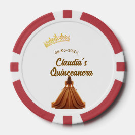 Fichas De Póquer Orange quinceanera princess crown birthday name da