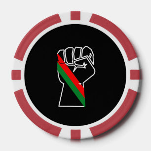Fichas De Póquer orgullo negro bandera panafricana roja verde puño