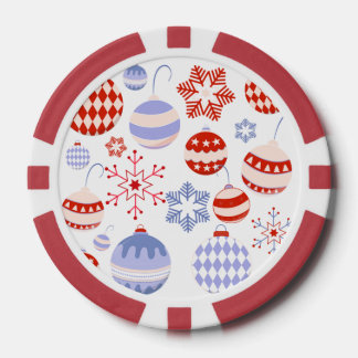 Fichas De Póquer Ornamentos de Navidad Retro Rojo y Azul