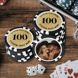 Fichas De Póquer Oro de foto numerada personalizada 100