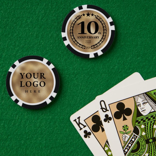 Fichas De Póquer Oro Negocio 10º Aniversario (Mesa de Poker (Doble))