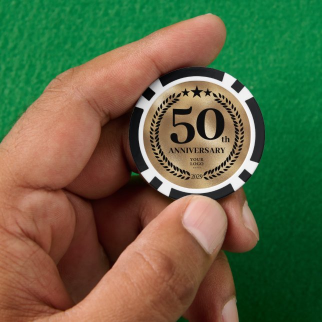 Fichas De Póquer Oro Negocio 50 Aniversario (Mano)