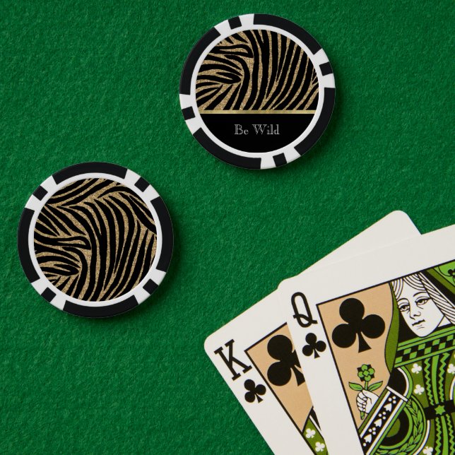 Fichas De Póquer Oro Negro Glitter Cebra   (Mesa de Poker (Doble))