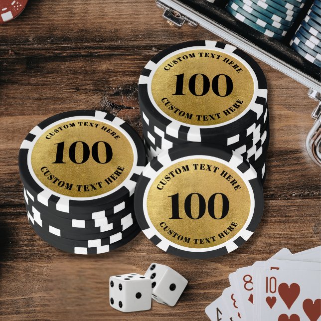 Fichas De Póquer Oro Numerado Personalizado 100 (Gold 100 Numbered Poker Chips)