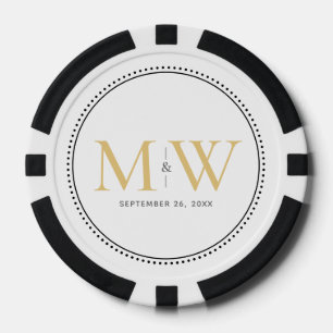 Fichas De Póquer Oro personalizado con monograma y fecha de boda