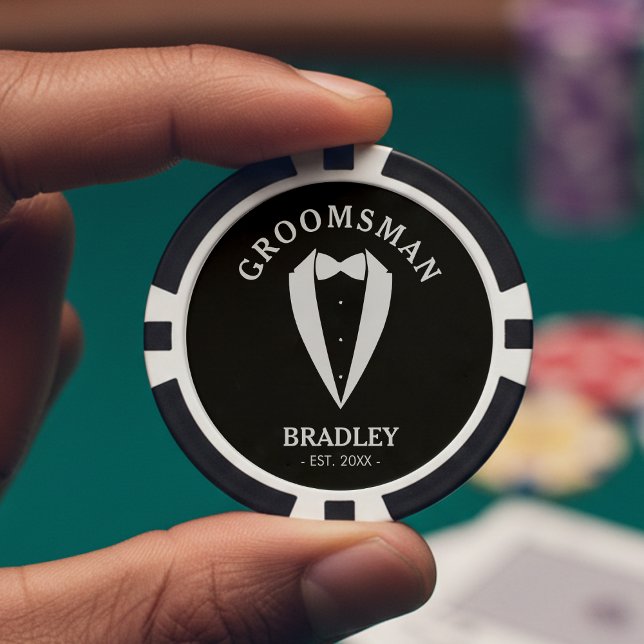 Fichas De Póquer Padrino de boda de negro y blanco despedida de sol (Subido por el creador)