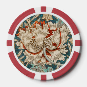 Fichas De Póquer Papel pintado floral de madreselva azul Morris Tea