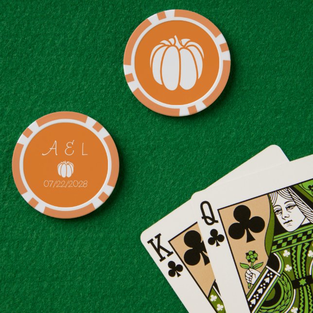 Fichas De Póquer Parche de Calabaza en Naranja (Mesa de Poker (Doble))