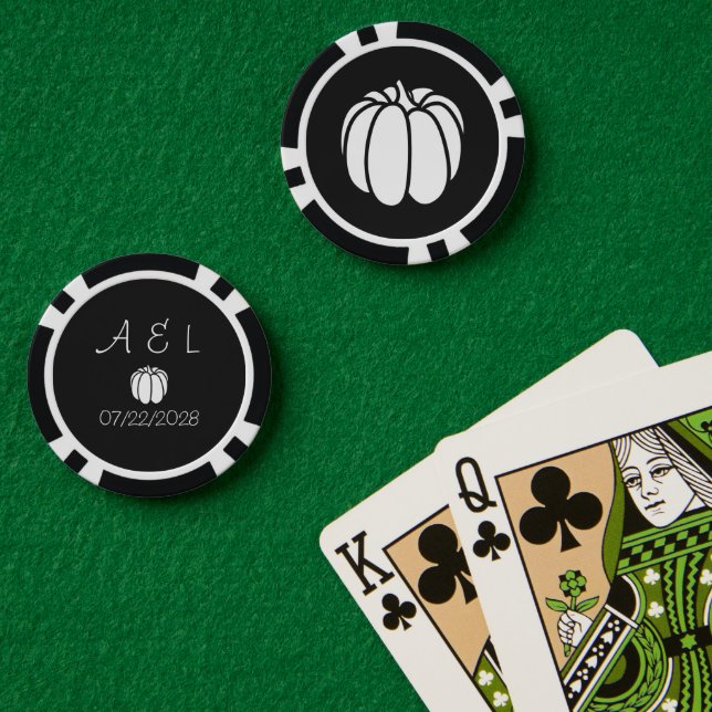Fichas De Póquer Parche de calabaza en negro (Mesa de Poker (Doble))