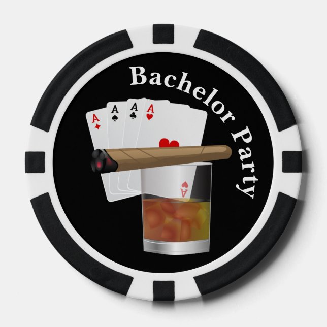 Fichas De Póquer Partido de Bachelor Tema de Poker Invitar a Chip d (Anverso)