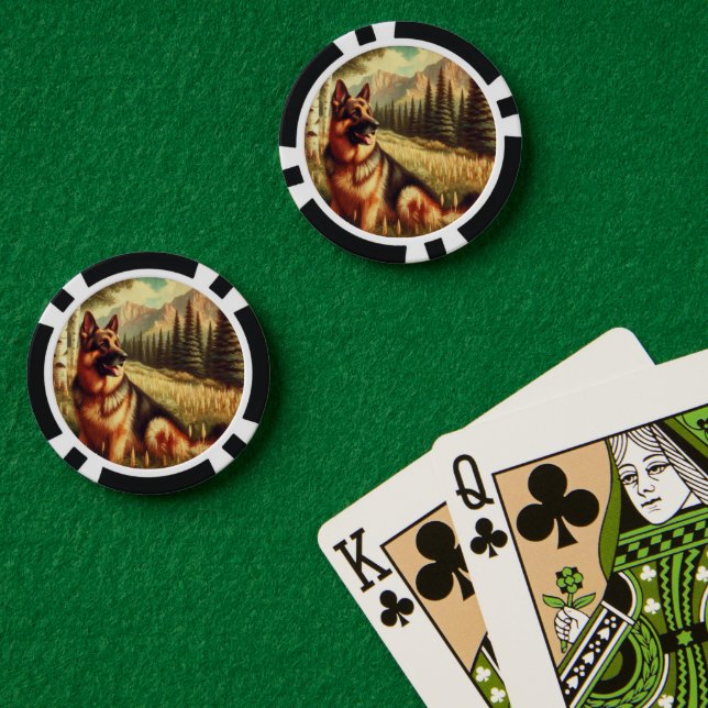 Fichas De Póquer Pastor Alemán (Mesa de Poker (Doble))