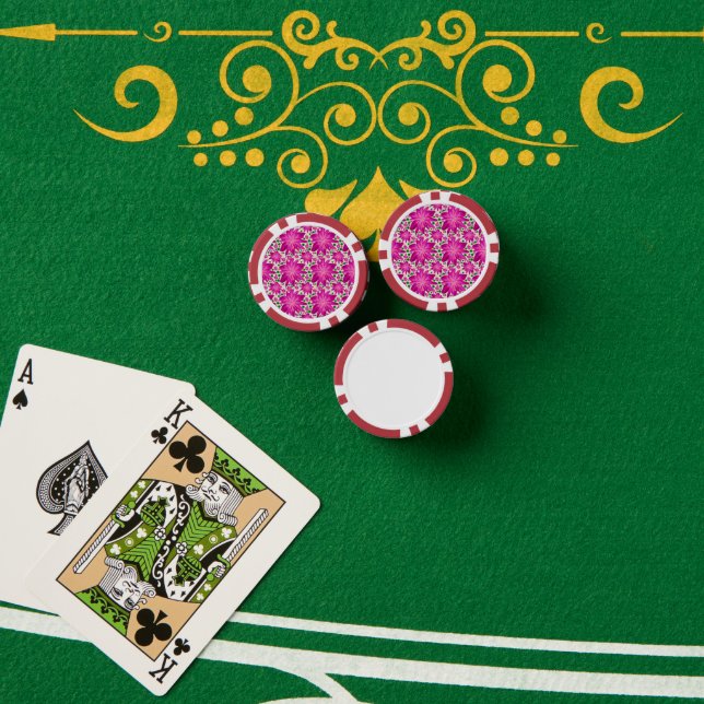 Fichas De Póquer Patrón continuo floral rosa caliente (Mesa de póquer (pila))