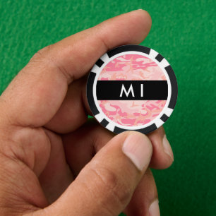 Fichas De Póquer Patrón de camuflaje rosado, nombre, personalizació