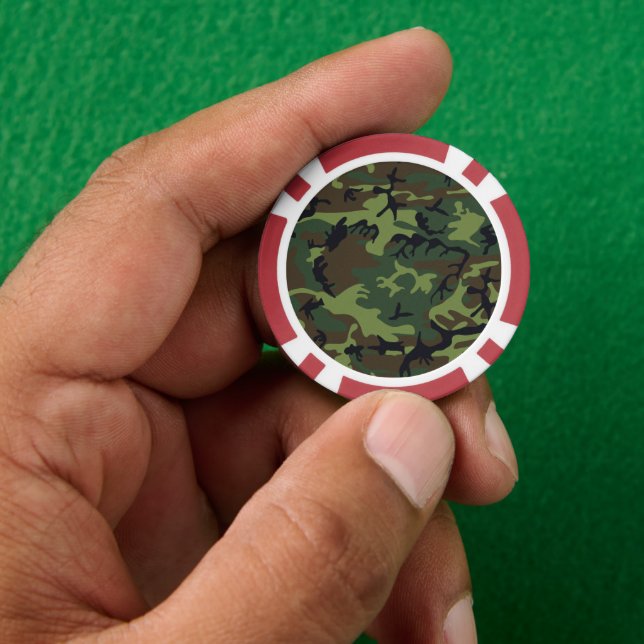 Fichas De Póquer Patrón de camuflaje verde, patrón militar, ejércit (Mano)