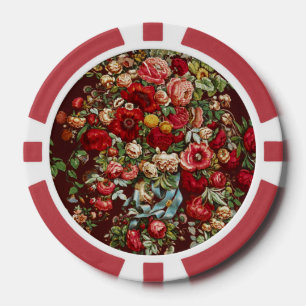 Fichas De Póquer Patrón de cinta floral de rosa victoriana de color