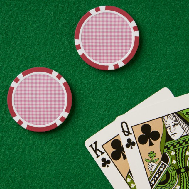Fichas De Póquer Patrón de cuadros rosa bebé (Mesa de Poker (Doble))