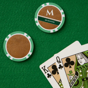 Fichas De Póquer Patrón de cuero personalizado Vintage Clubhouse Mo