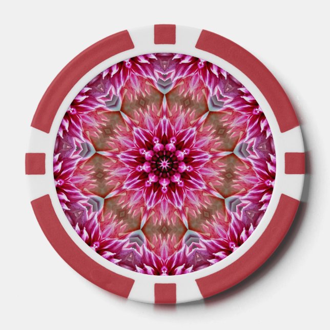 Fichas De Póquer Patrón de flores rosadas de Mandala geométrica-675 (Anverso)