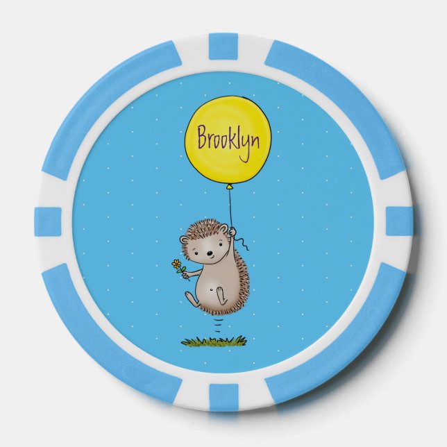 Fichas De Póquer Patrón de hedgehog y personalizado de globos (Anverso)