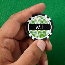 Fichas De Póquer Patrón de Hoja, Hojas Verdes, Tu Nombre