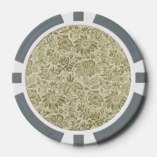 Fichas De Póquer Patrón floral Sage verde Damasco antiguo