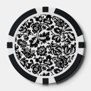 Fichas De Póquer Patrón floral veneciano en negro y blanco de Willi