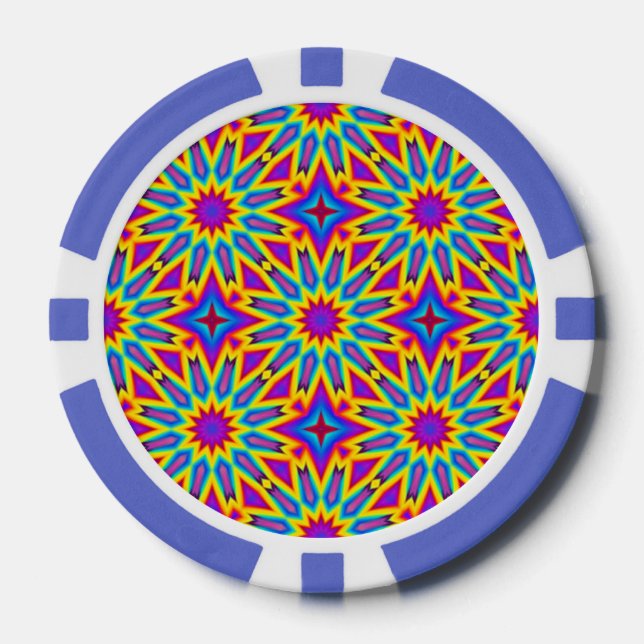 Fichas De Póquer patrón ornamental multicolor, (Anverso)