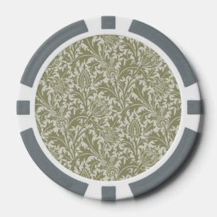 Fichas De Póquer Patrón verde William Morris Thistle Sage